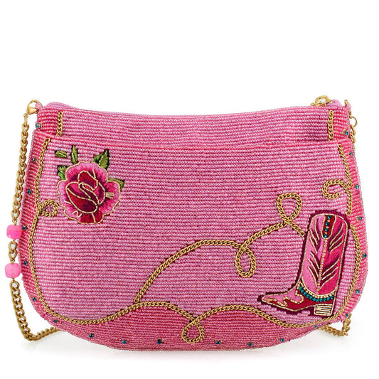 Rodeo Drive Pink Western Themed Beaded Crossbody Handbag Mary Frances
