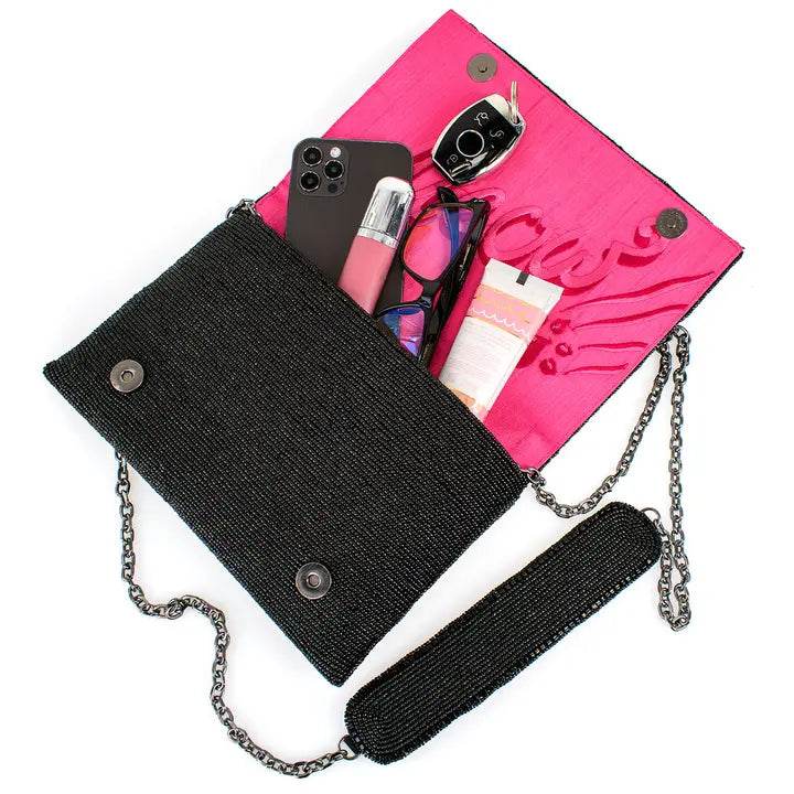 Mary Frances Beaded Black Cat Handbag – Whimsical Feline Crossbody Clutch