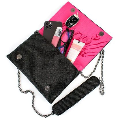 Mary Frances Beaded Black Cat Handbag – Whimsical Feline Crossbody Clutch