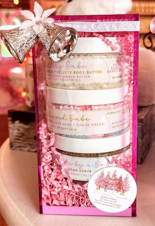 Pink Christmas Clear Gift Box Trio Full Size