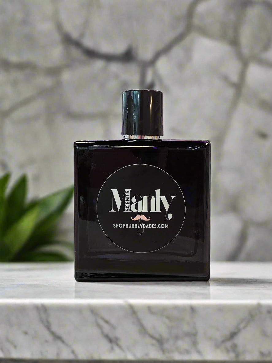 black bottle of mens cologne