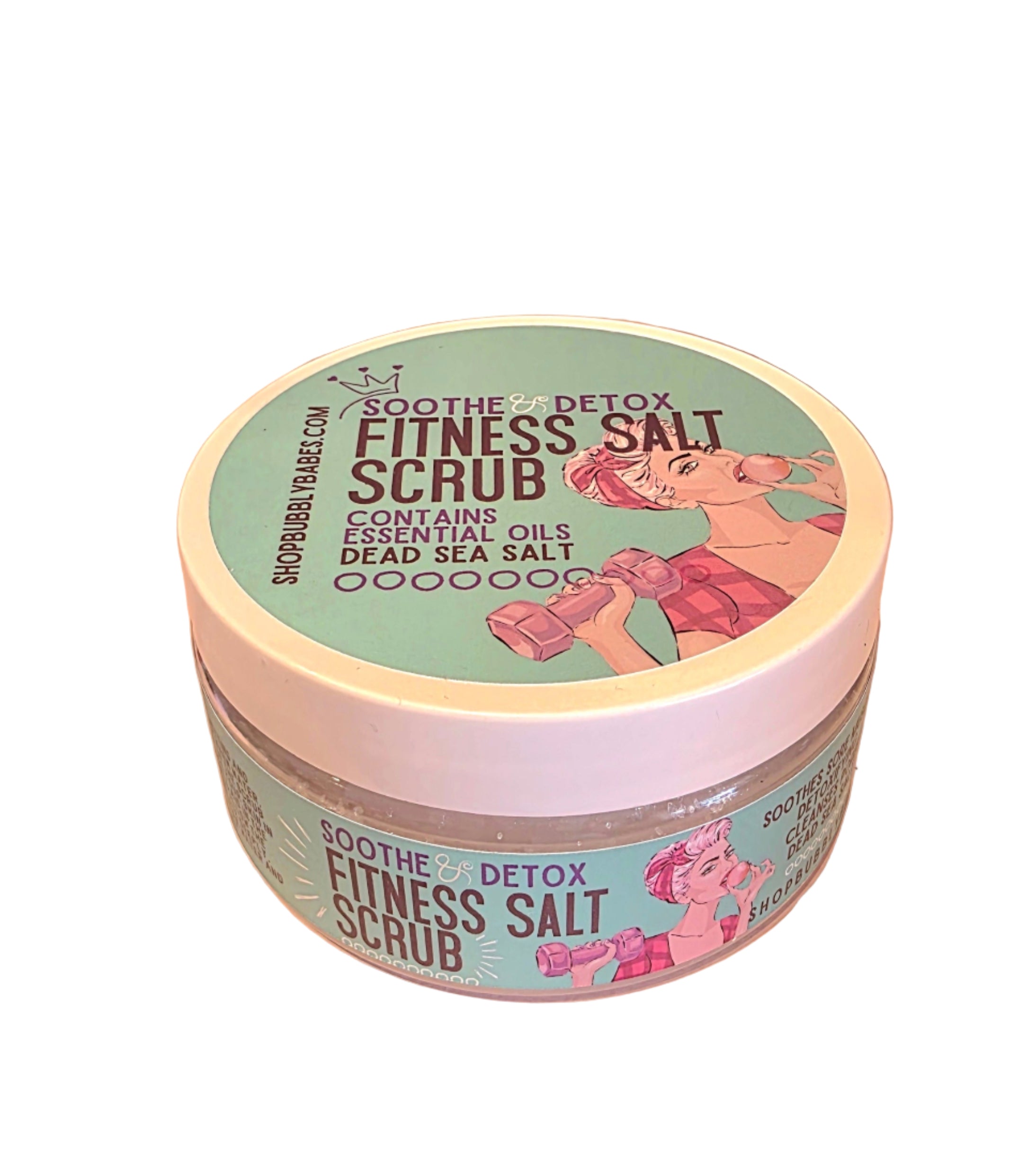 fitness salt scrub with essential oil blend