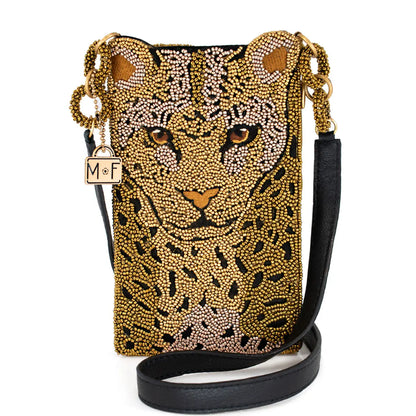 Gone Wild Beaded Leopard Crossbody Phone Bag Mary Frances