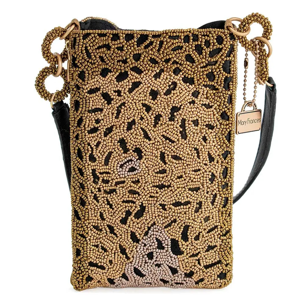 Gone Wild Beaded Leopard Crossbody Phone Bag Mary Frances