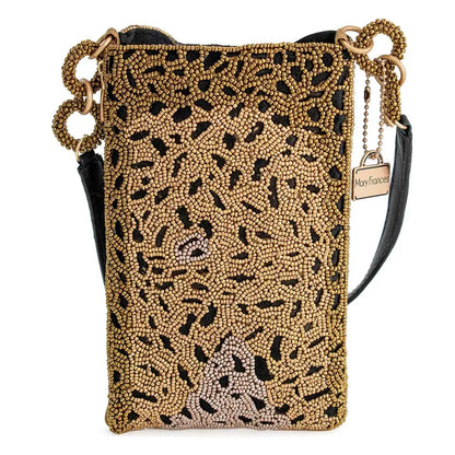Gone Wild Beaded Leopard Crossbody Phone Bag Mary Frances
