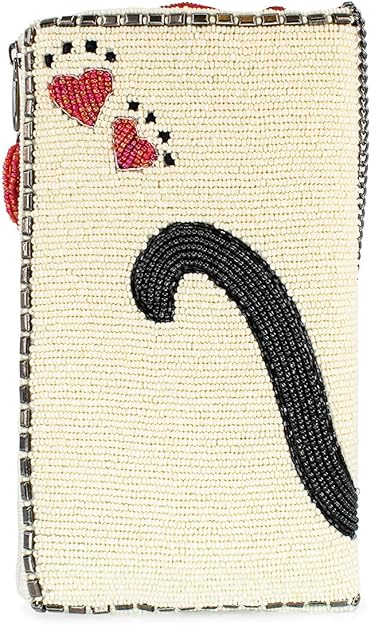 Mary Frances beaded black cat handbag with 3D ears and gemstone accents, crossbody clutch purse

