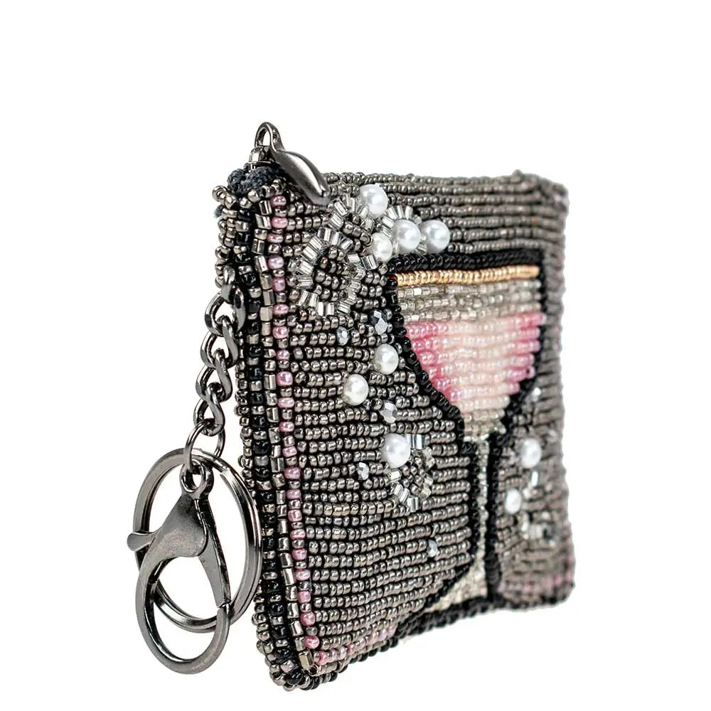 Pink Champagne Beaded Champagne Glass Coin Purse/Key Fob Mary Frances