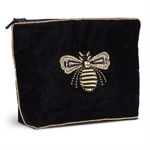 Large Velvet Pouch with 3D Beaded Design