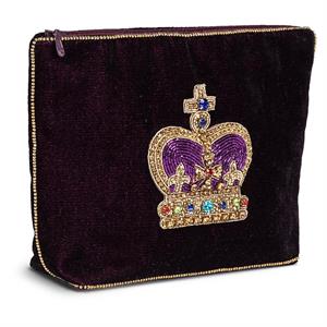 Large Velvet Pouch with 3D Beaded Design