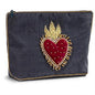 Large Velvet Pouch with 3D Beaded Design