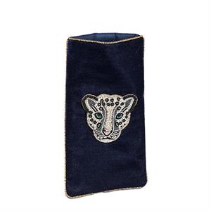 Large Velvet Pouch with 3D Beaded Design