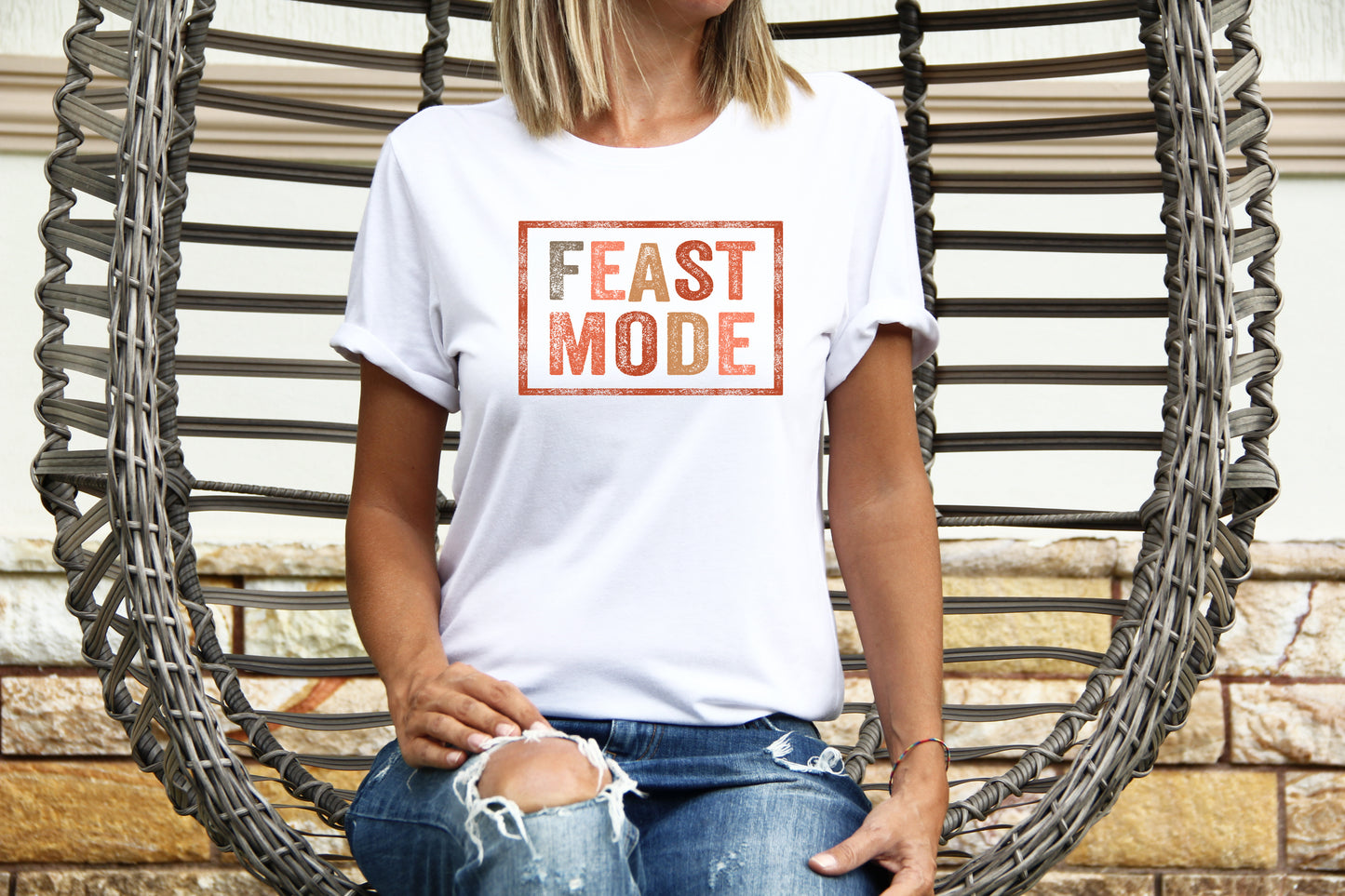 Feast Mode Thanksgiving Jersey Short Sleeve Tee Bella + Canvas 3001 T-Shirt