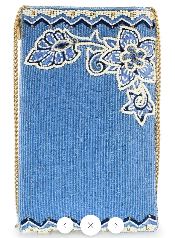 Easy Street Denim Flowers Beaded Crossbody Phone Bag Mary Frances