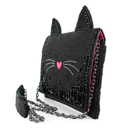 Mary Frances Beaded Black Cat Handbag – Whimsical Feline Crossbody Clutch