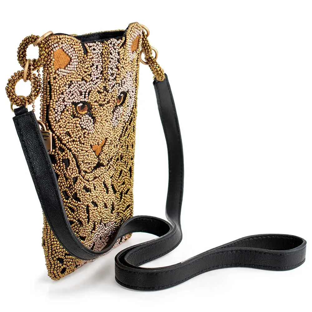 Gone Wild Beaded Leopard Crossbody Phone Bag Mary Frances