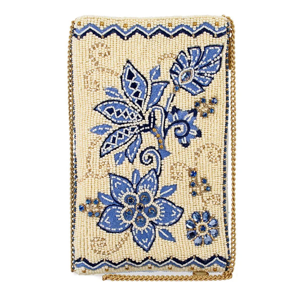 Easy Street Denim Flowers Beaded Crossbody Phone Bag Mary Frances