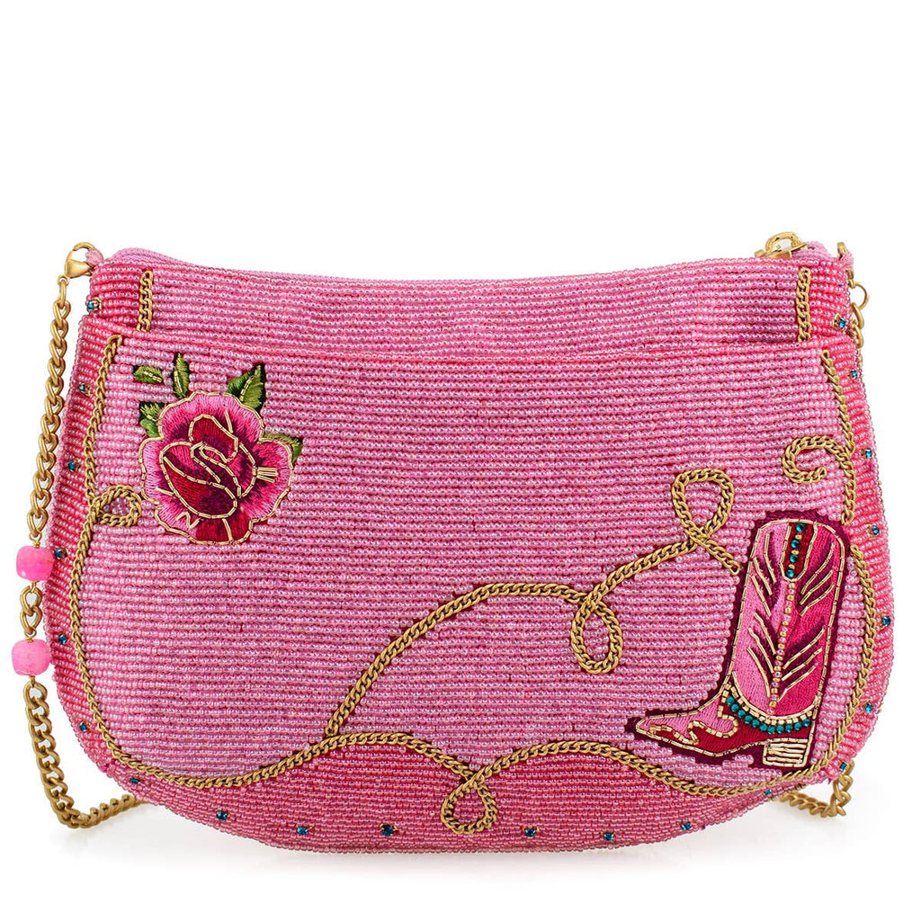 Rodeo Drive Pink Western Themed Beaded Crossbody Handbag Mary Frances