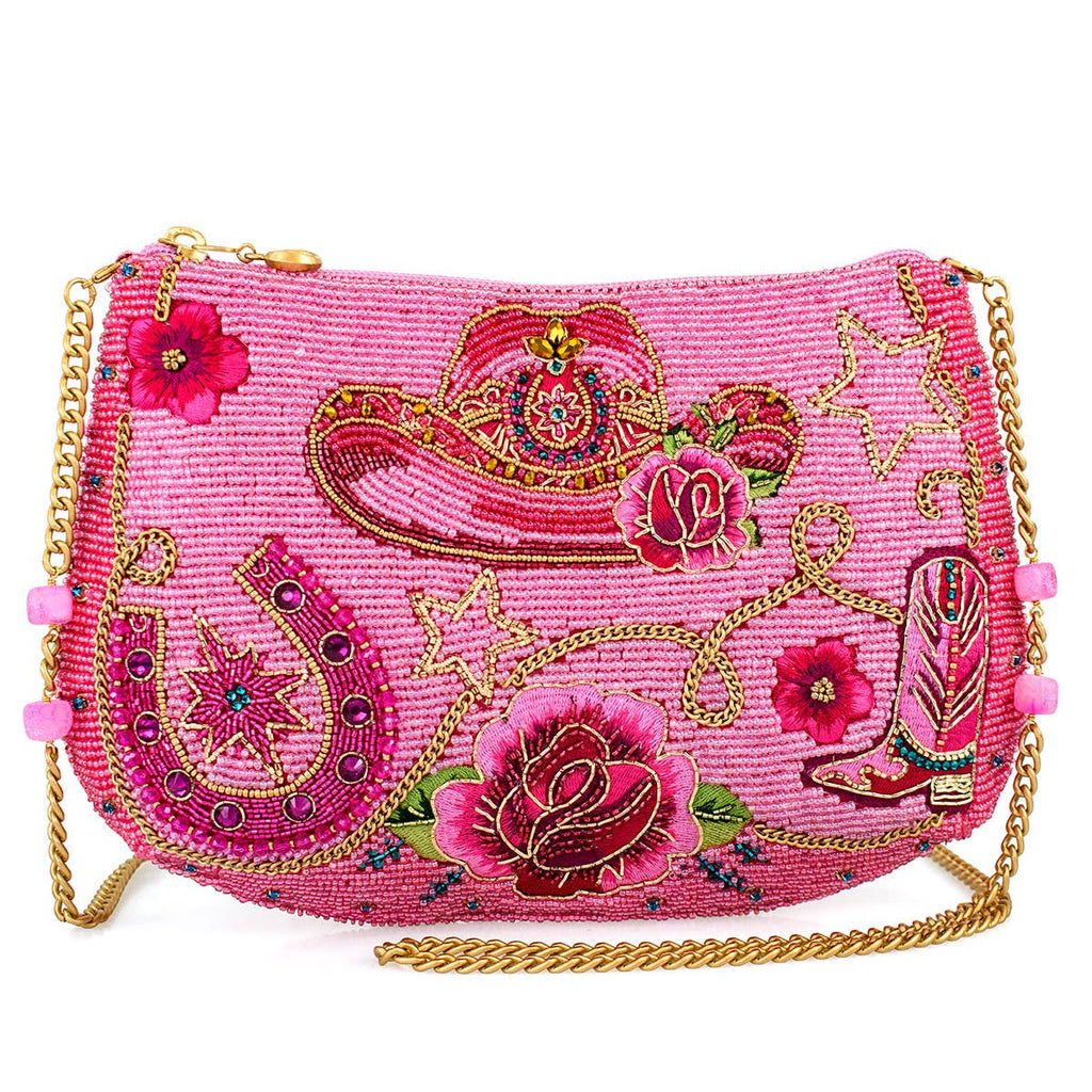 Rodeo Drive Pink Western Themed Beaded Crossbody Handbag Mary Frances
