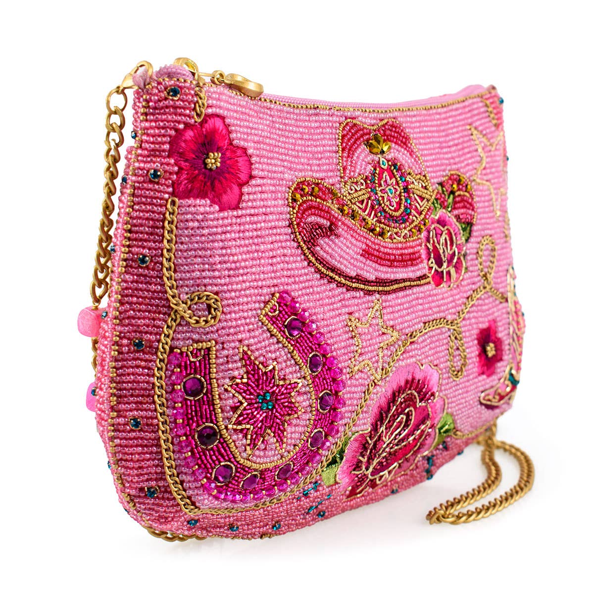 Rodeo Drive Pink Western Themed Beaded Crossbody Handbag Mary Frances