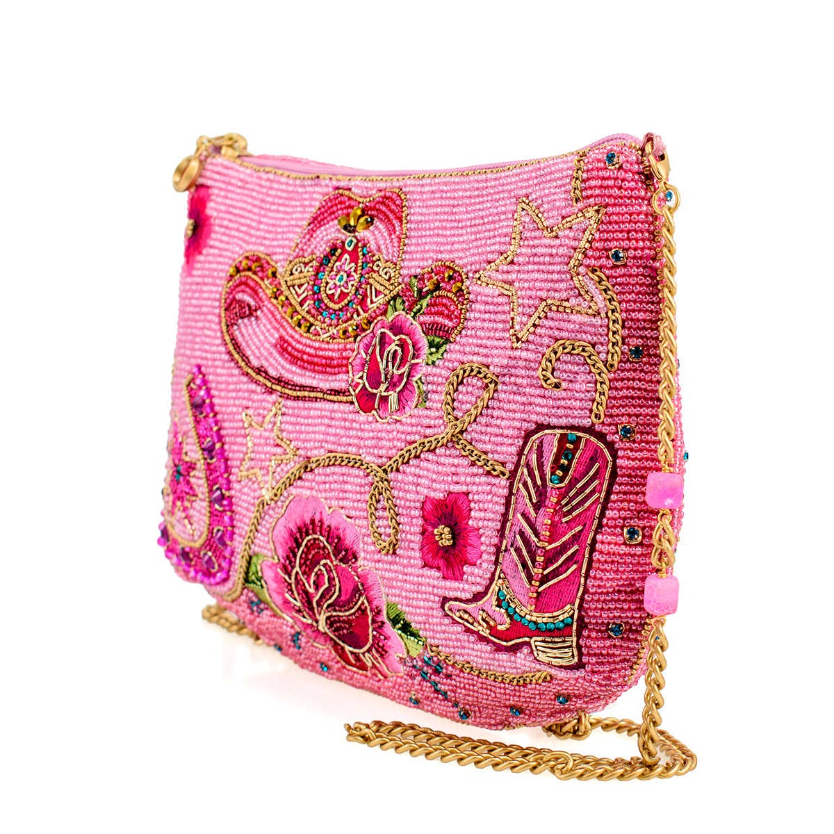 Rodeo Drive Pink Western Themed Beaded Crossbody Handbag Mary Frances