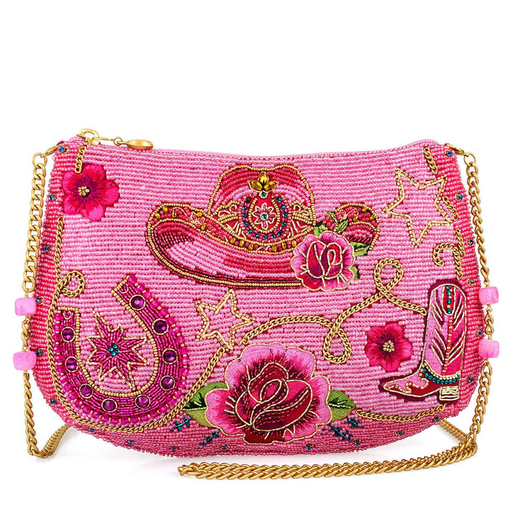 Rodeo Drive Pink Western Themed Beaded Crossbody Handbag Mary Frances