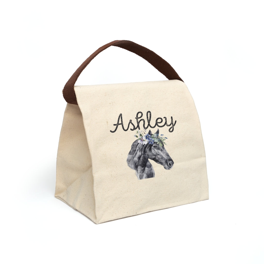 Simple All Natural Horse Personalized Canvas Lunch Bag