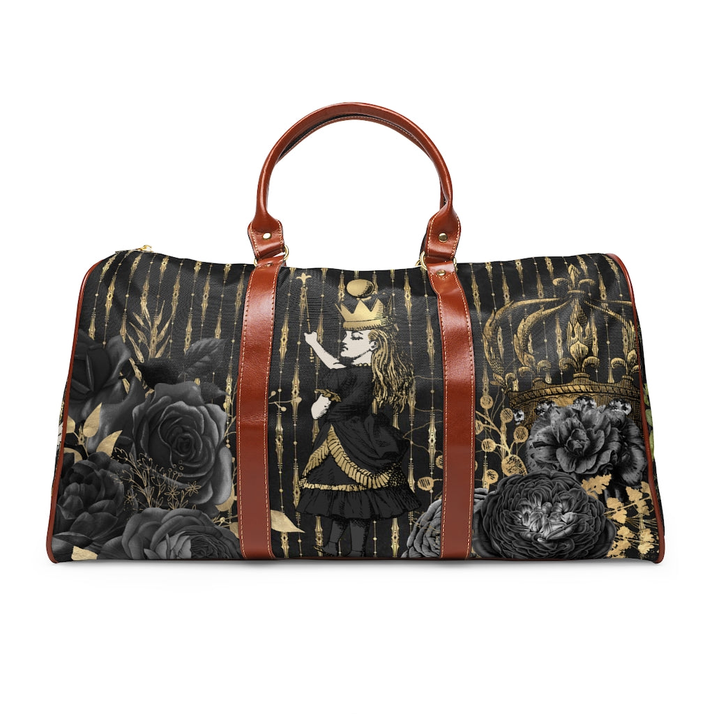 Black & Gold Alice In Wonderland Waterproof Travel Bag