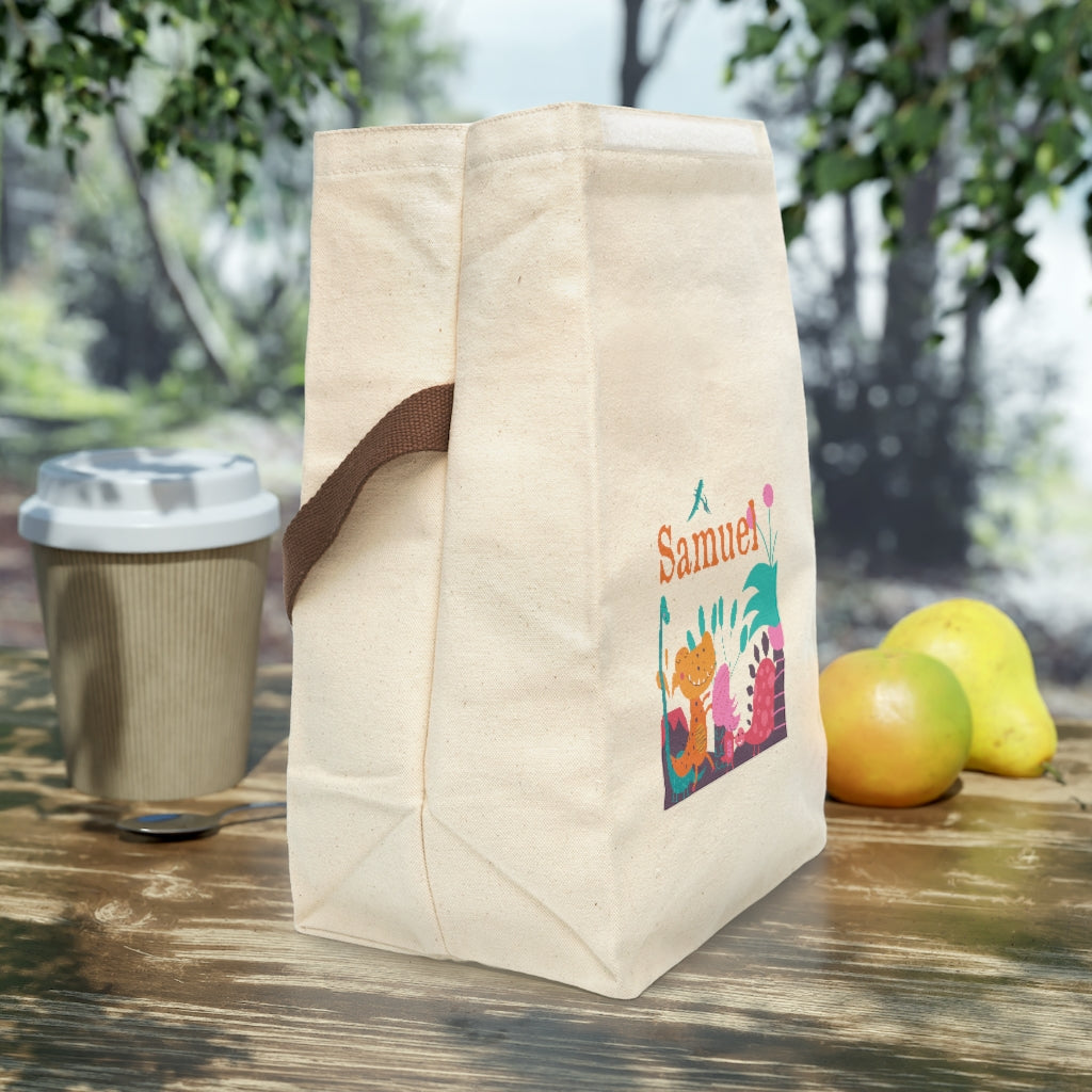Simple All Natural Zoo Personalized Canvas Lunch Bag