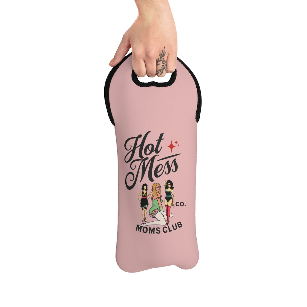 Hot Mess Mom's Club Wine Tote Bag