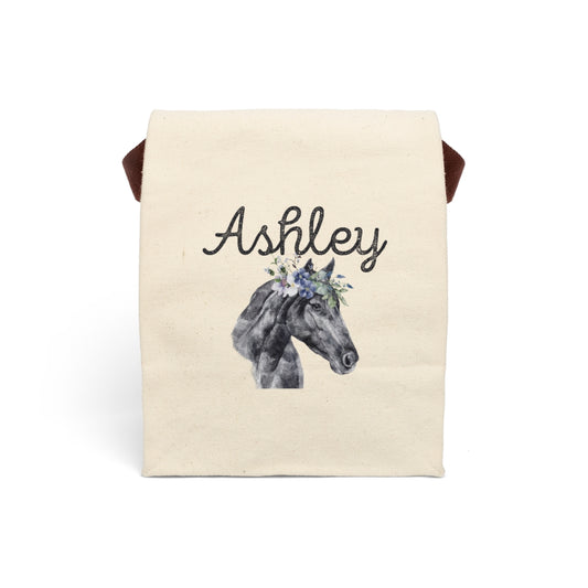 Simple All Natural Horse Personalized Canvas Lunch Bag