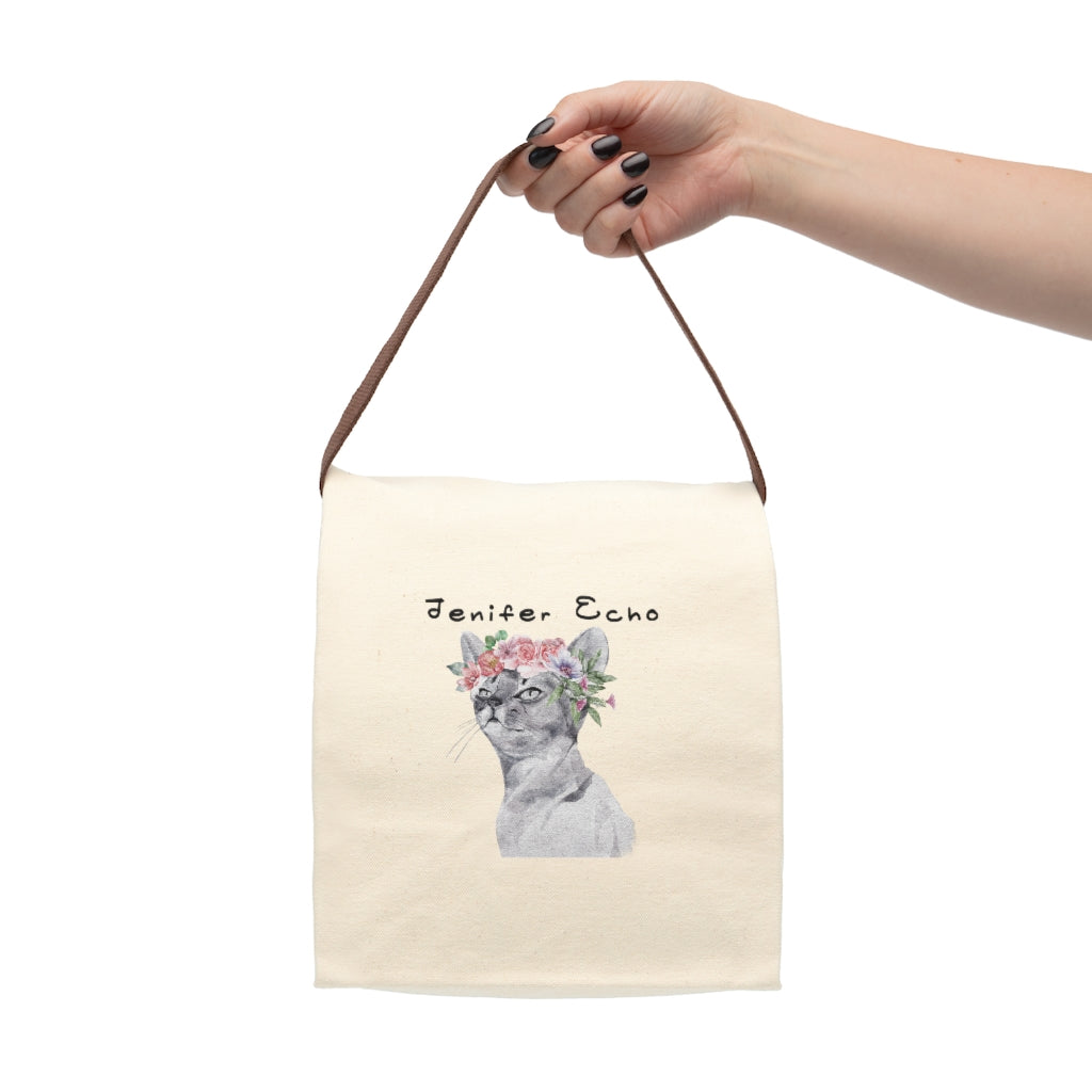 Simple All Natural Cat Personalized Canvas Lunch Bag