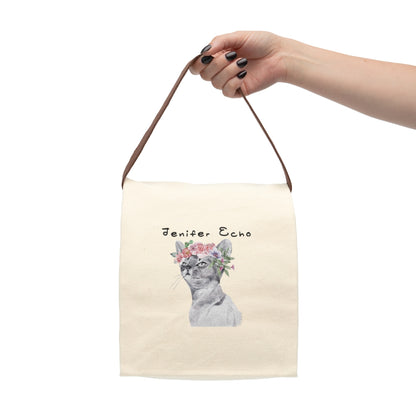 Simple All Natural Cat Personalized Canvas Lunch Bag
