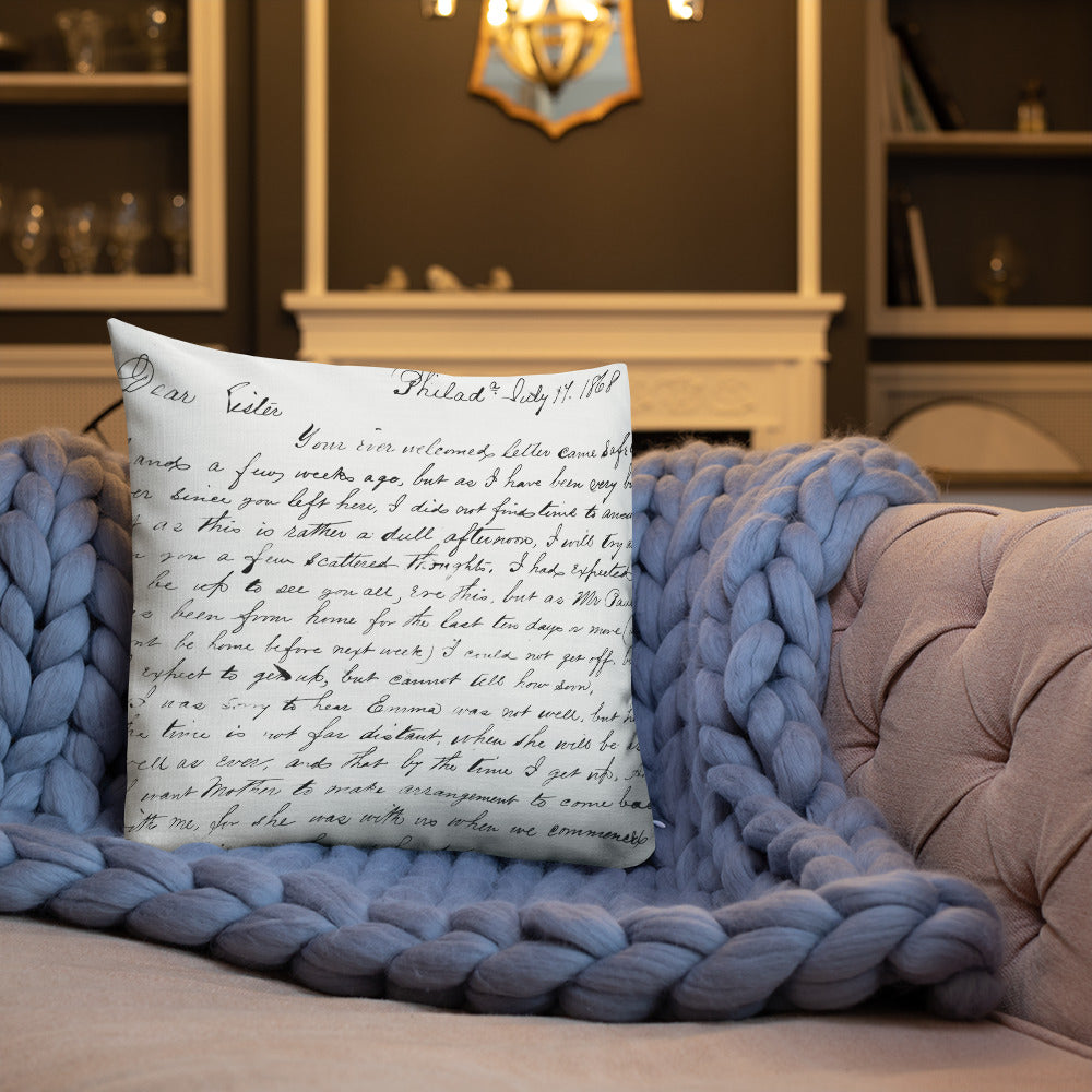 Magnolia Bird Vintage Handwritten Letter Premium Throw Pillow