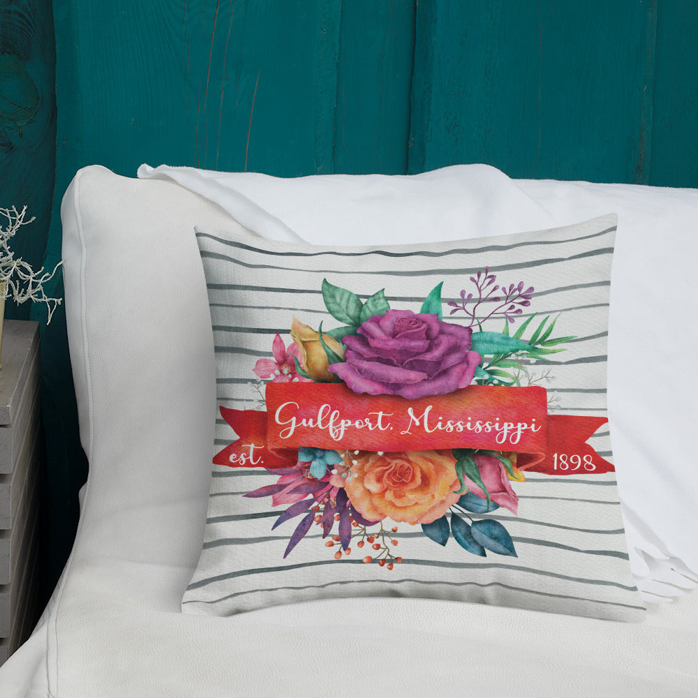 Gulfport, MS Floral Bouquet Premium Pillow
