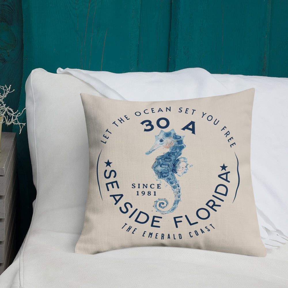 Seaside Fl Seahorse Premium Throw Pillow
