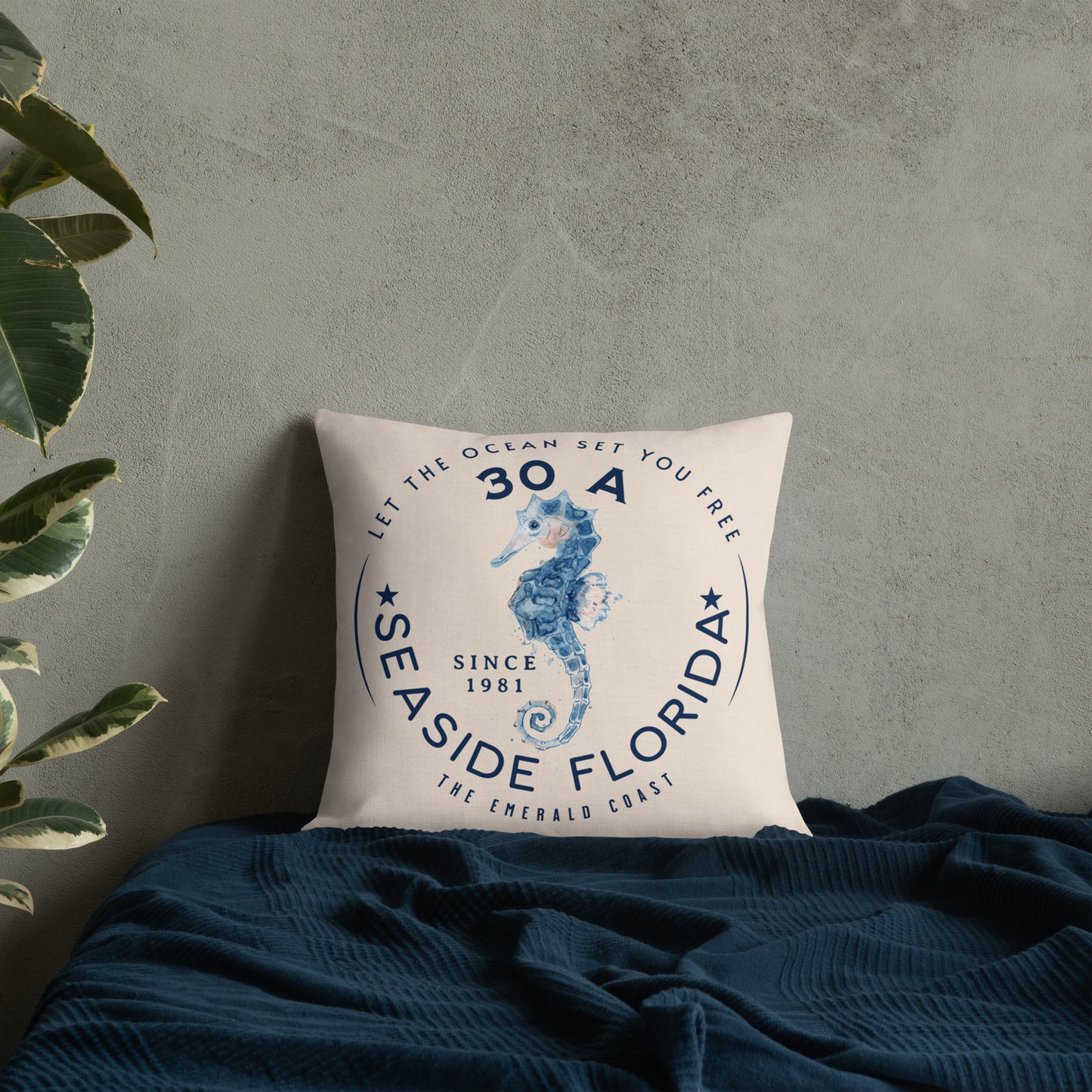 Seaside Fl Seahorse Premium Throw Pillow