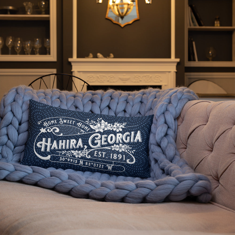 Hahira GA Navy Blue Print Premium Throw Pillow