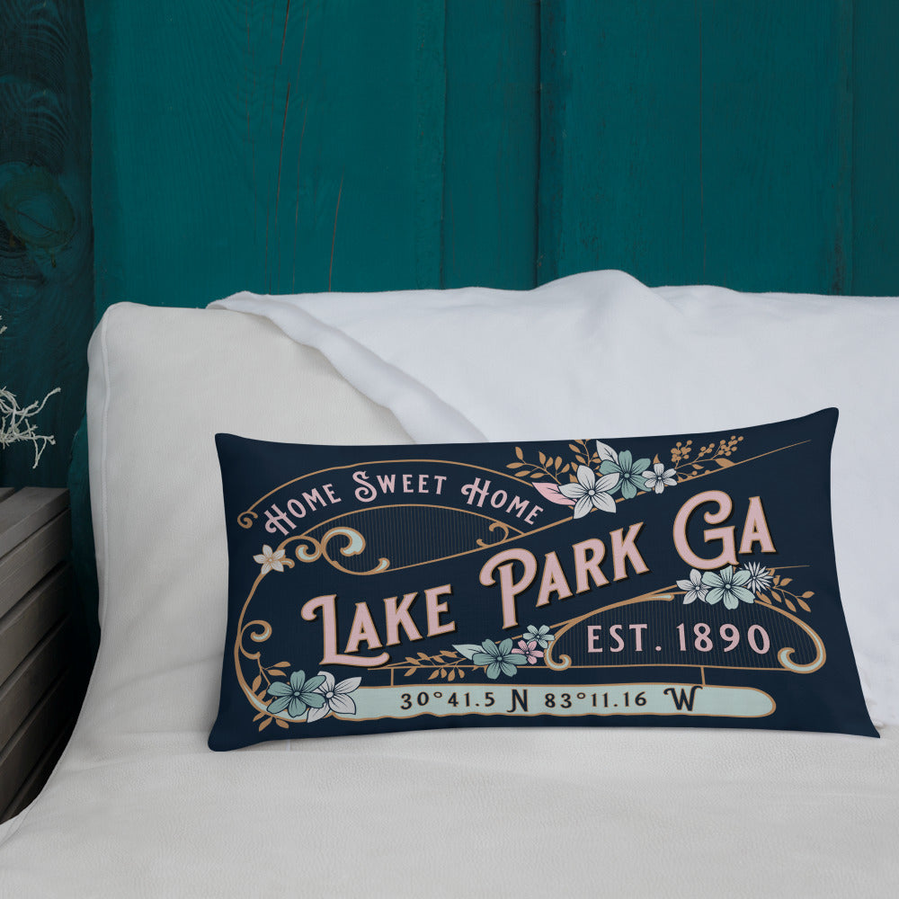 Lake Park GA Floral Premium Throw Pillow