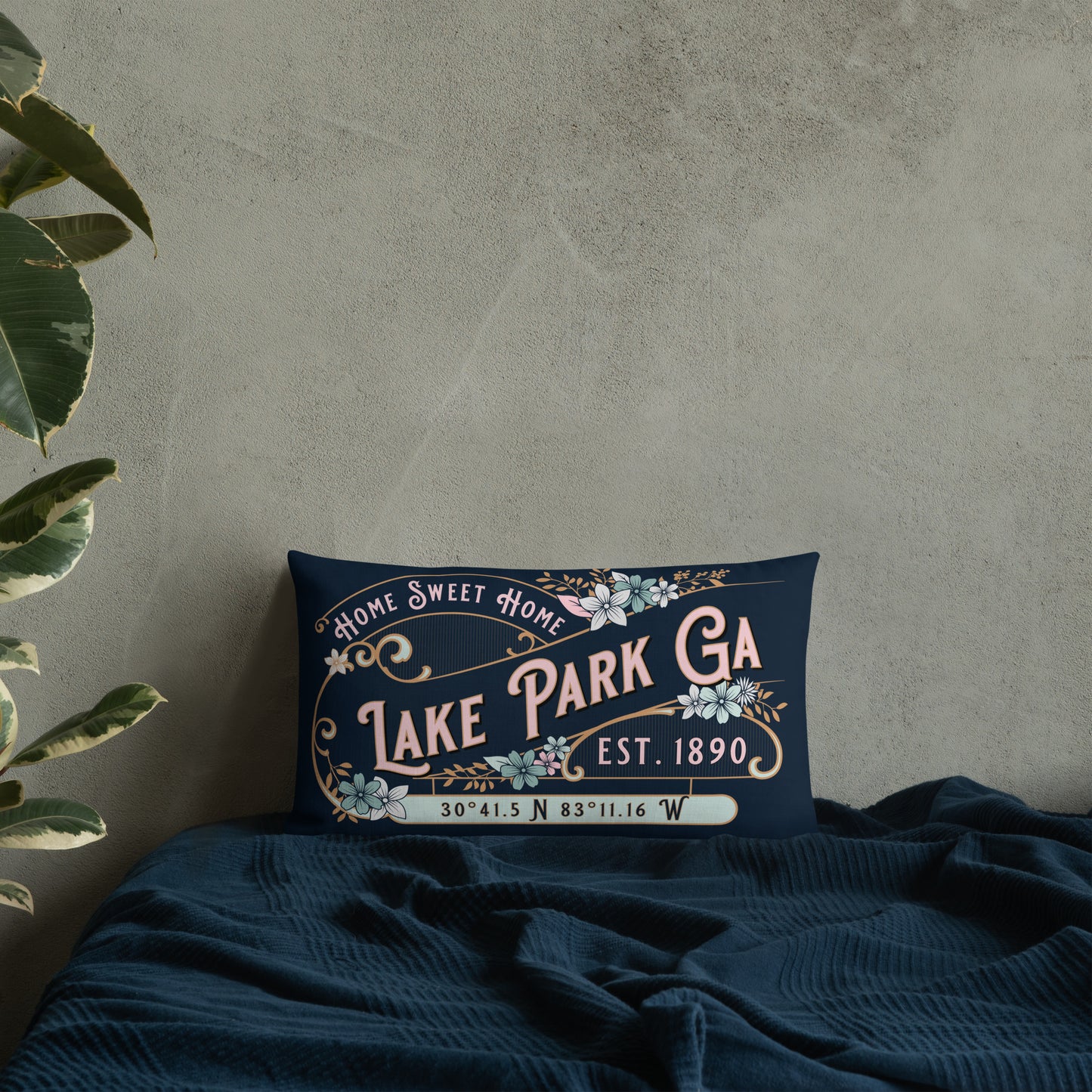 Lake Park GA Floral Premium Throw Pillow