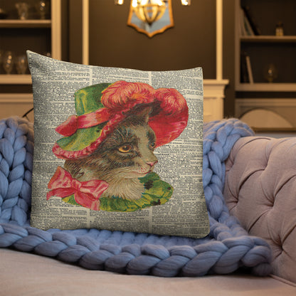 Vintage Cat with the Hat Premium Throw Pillow