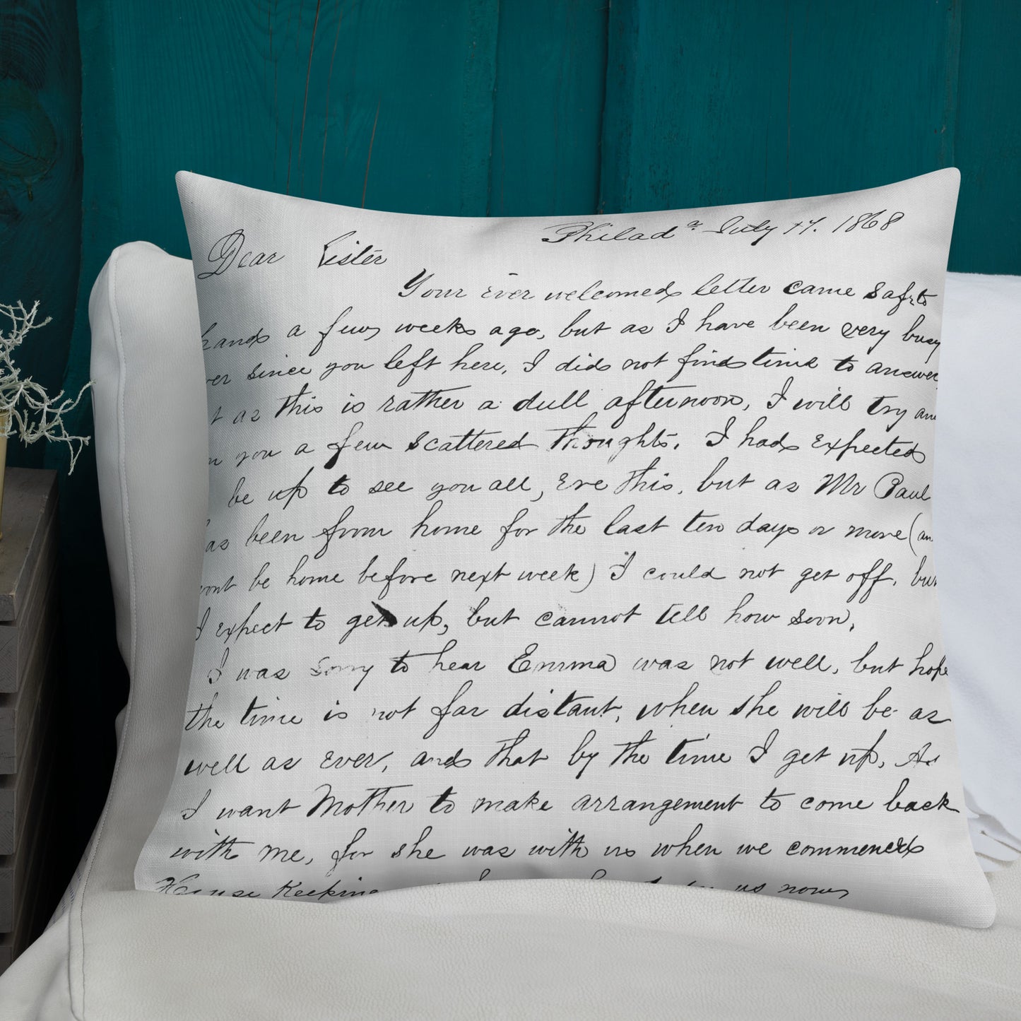 Magnolia Bird Vintage Handwritten Letter Premium Throw Pillow