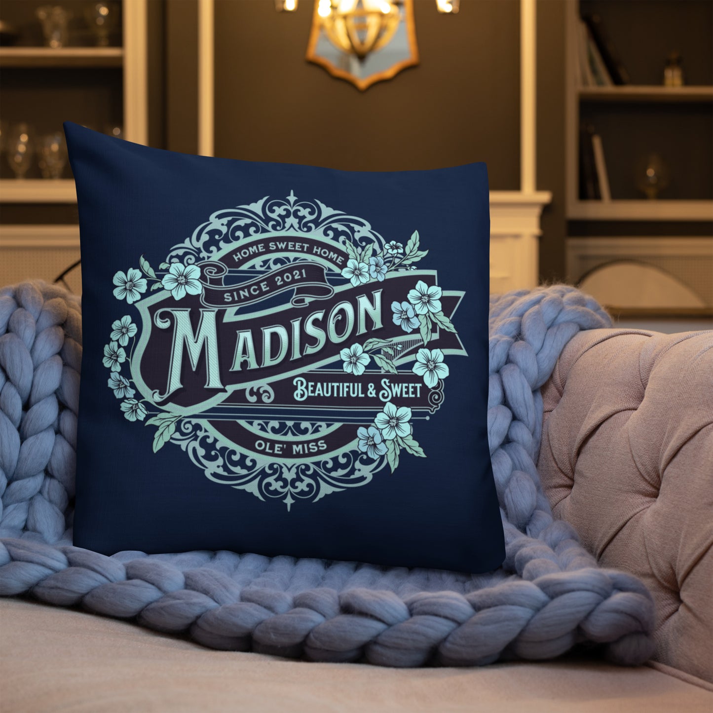 Personalized Custom Name Collegiate Premium Throw Pillow