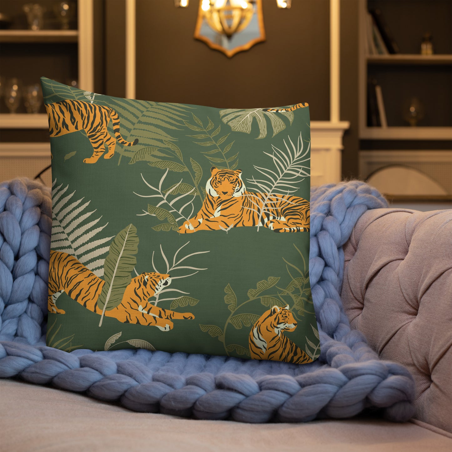 Jungle Tiger Abstract Premium Throw Pillow