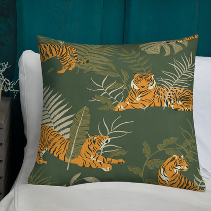 Jungle Tiger Abstract Premium Throw Pillow