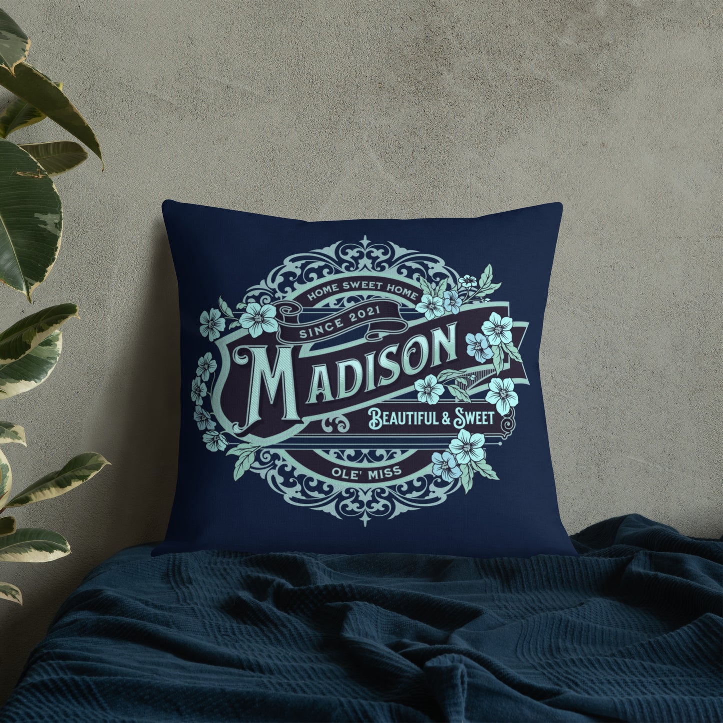 Personalized Custom Name Collegiate Premium Throw Pillow