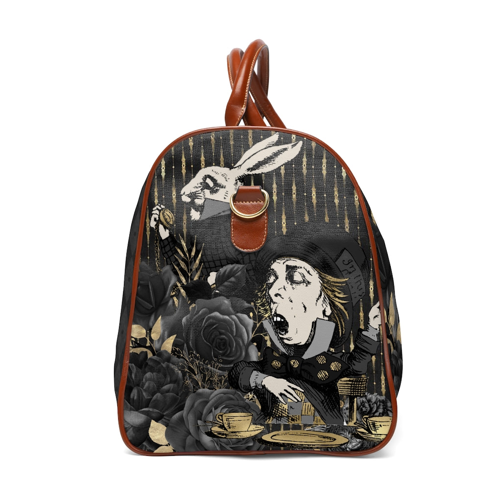 Black & Gold Alice In Wonderland Waterproof Travel Bag