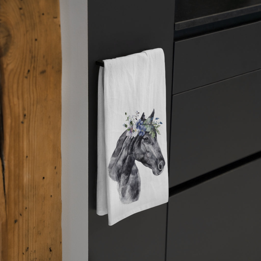 Floral Horse Head Tea Towel