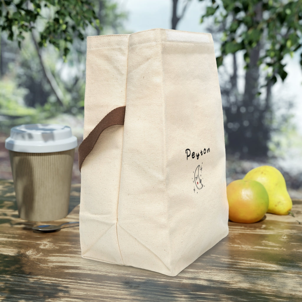 Simple All Natural Moon Personalized Canvas Lunch Bag