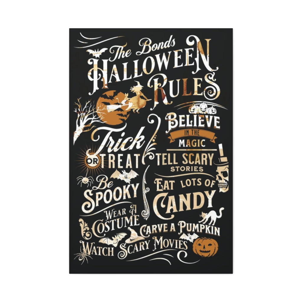 Personalized Halloween Family Rules Canvas 32x48