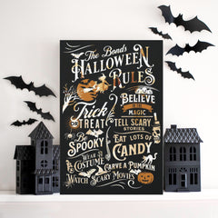Personalized Halloween Family Rules Canvas 16x24
